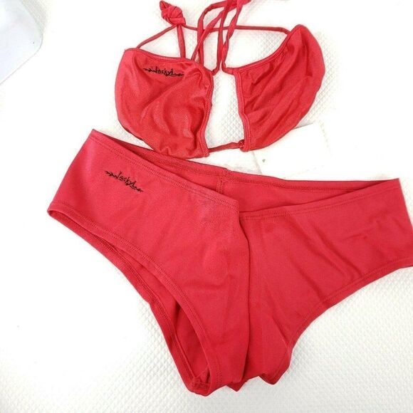 Jackyl Custom Bikini Red Bootie Shorts Bathing Suit Size M New - Picture 1 of 4